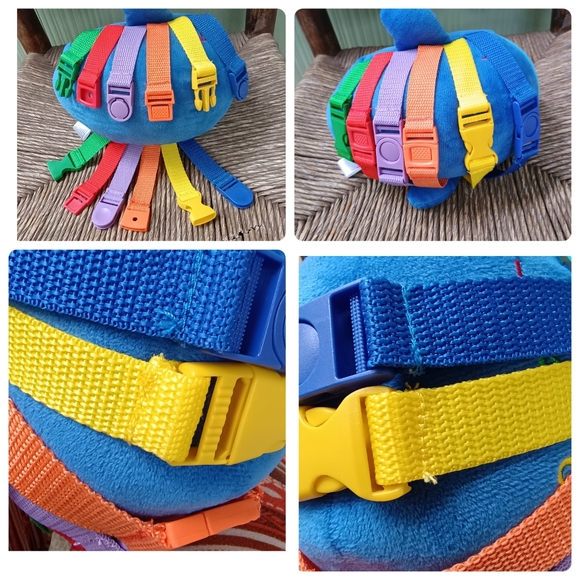 Buckle Toys BLU WHALE colorful Buckles Zipper Mouth Fleece Stuffed Toy 7in - Picture 16 of 16